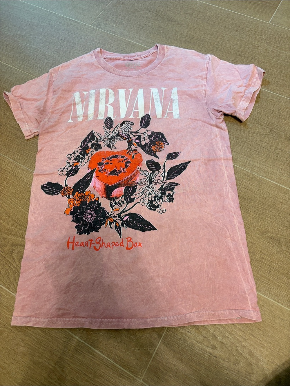 NIRVANA Pink Floral Heart Graphic Tee